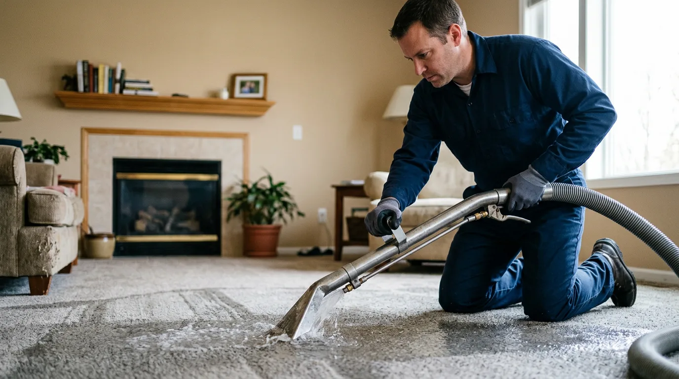 Water damage restoration technician working near Benton, TN